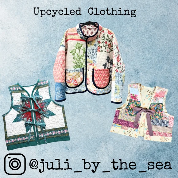 Upcycled Quilt Coat Vintage Handmade Blanket Patchwork Jacket M L XL - Picture 9 of 9